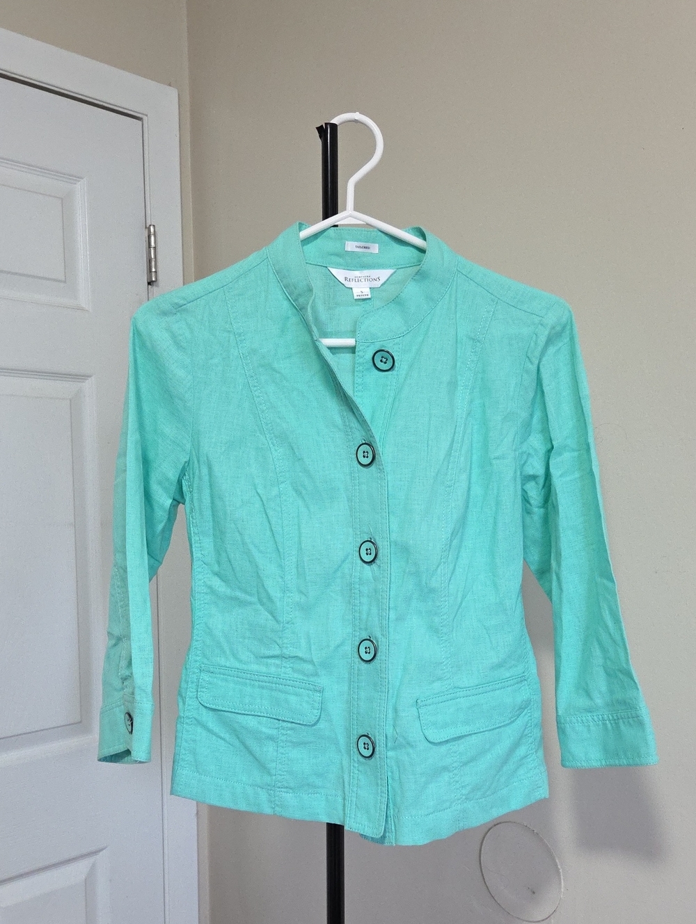 Northern Reflections Cotton And Linen Blend Mint Green Button-Front Jacket